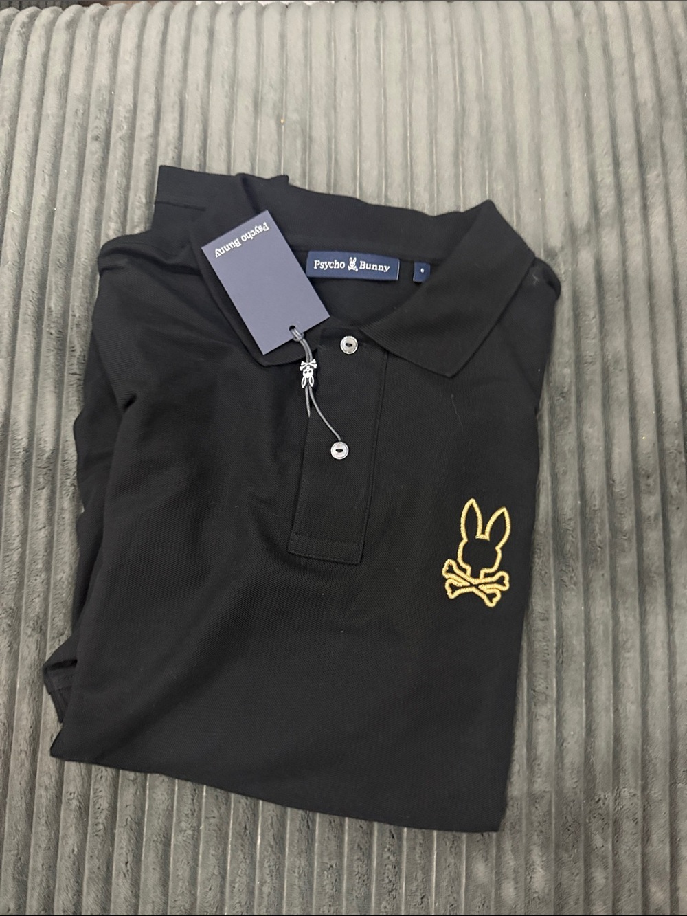 Psycho Bunny Black Polo with Yellow Bunny Logo